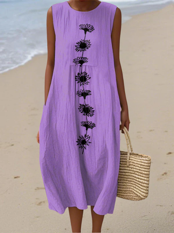 Emma™ Violett-Blüten-Midikleid