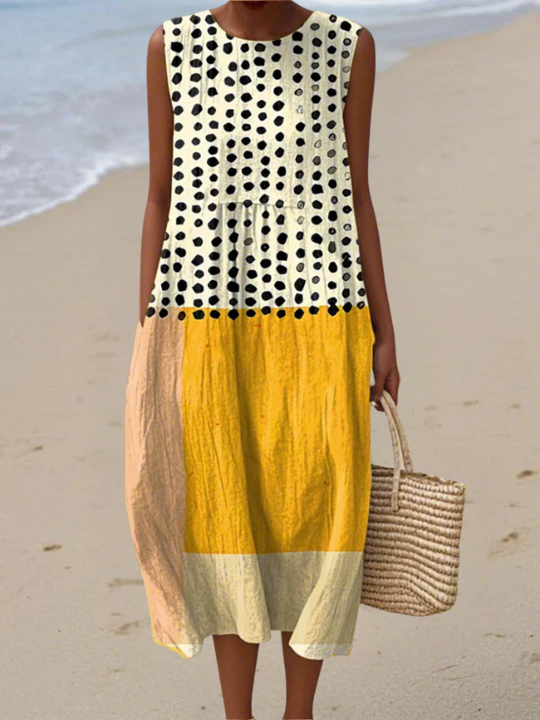 Leah™ Polka-Colorblock-Midikleid