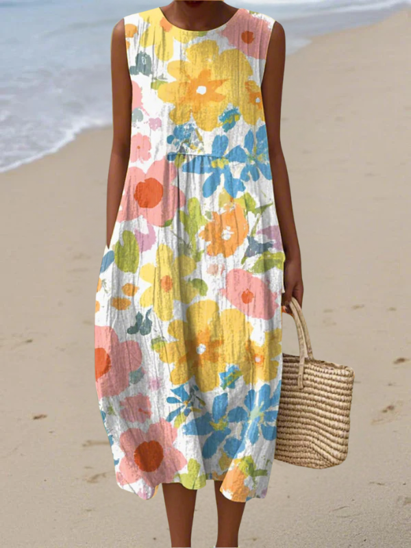 Ella™ Pastell-Blumen-Midikleid